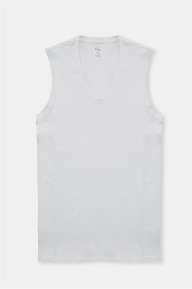 Beyaz Compact V Yaka Kolsuz 2'li T-Shirt