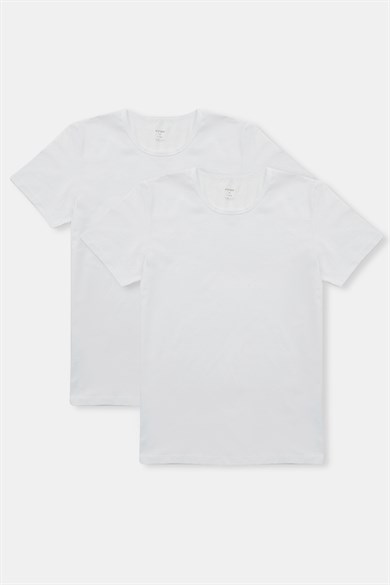 Beyaz O Yaka 2'li T-Shirt